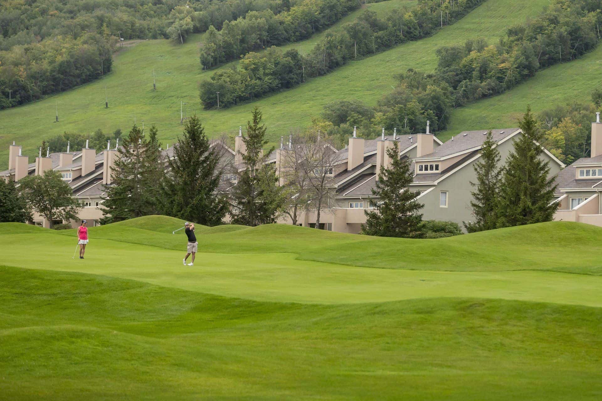 A lone player takes a practice swing on Monterra Golf Course.