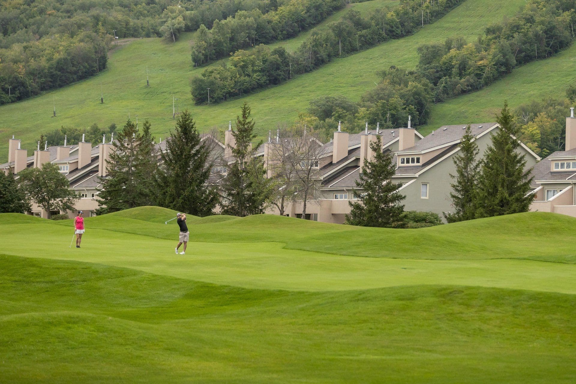 A lone player takes a practice swing on Monterra Golf Course.