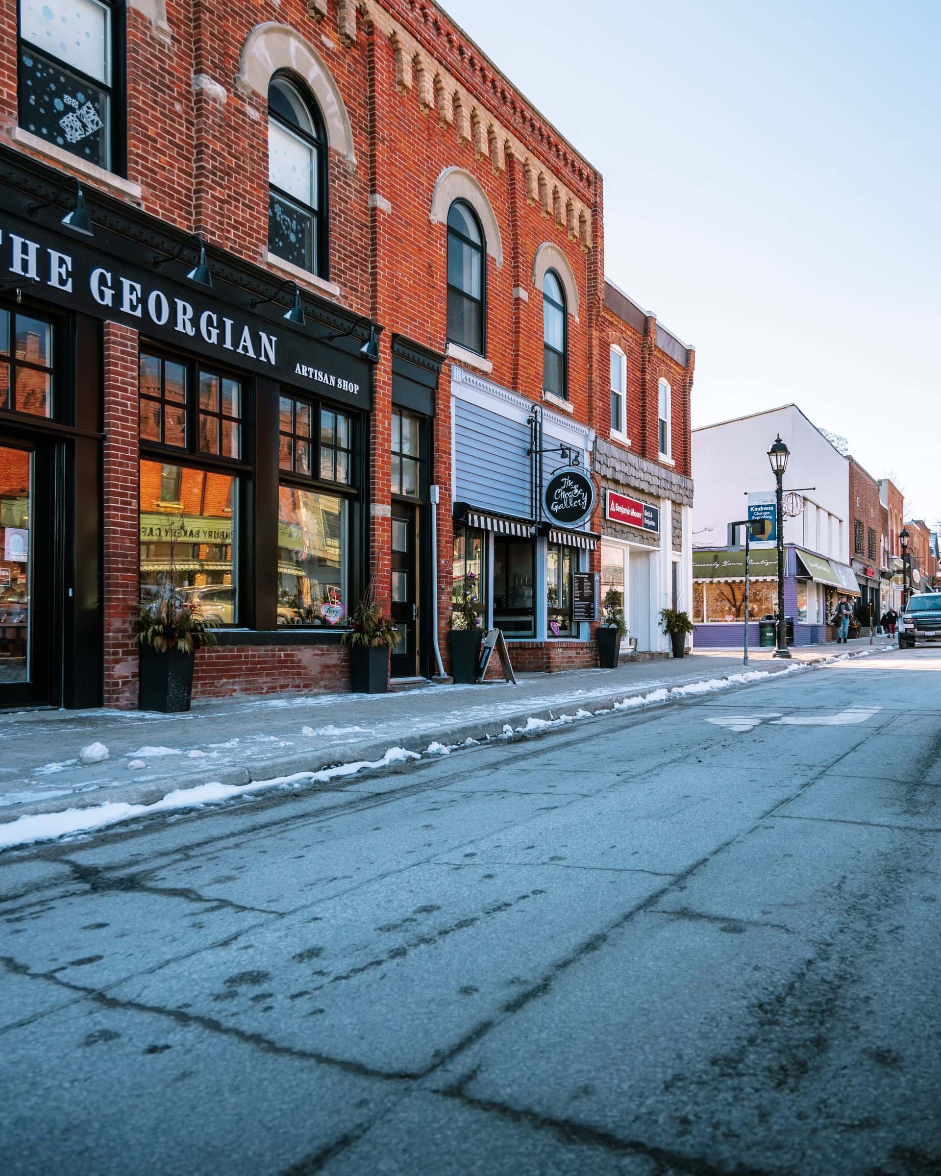 Downtown Thornbury in the winter.
