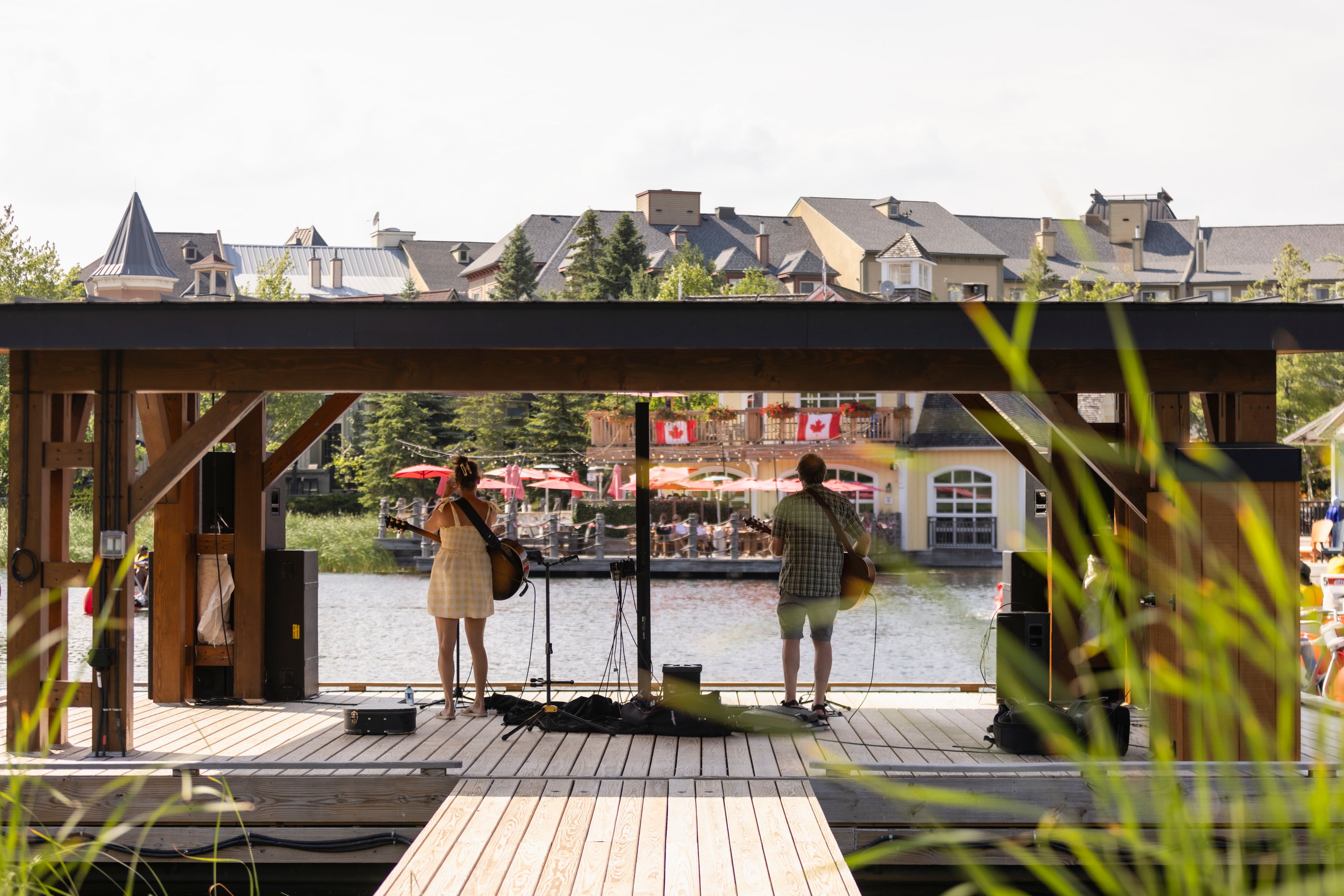 Musicians Play on Floating Stage in Summer.